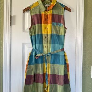 100% organic cotton Toad&Co Colorful Sleeveless Dress with waist belt